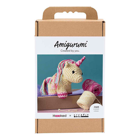 Creativ firma hobbysæt amigurumi, enhjørning, regnbuefarver, 1 æske