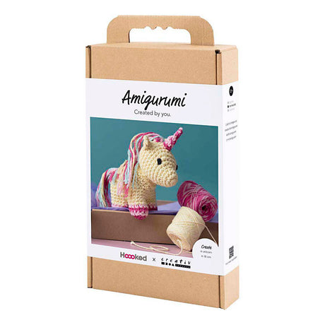 Creativ firma hobbysæt amigurumi, enhjørning, regnbuefarver, 1 æske