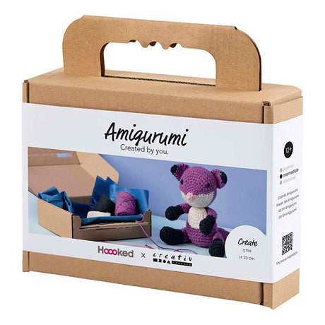 Creativ firma hobbysæt amigurumi, ræv, sort, blomme, 1 æske