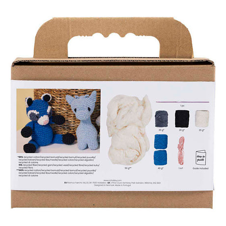 Creativ firma hobbysæt amigurumi, vaskebjørn, sort, blå, 1 æske