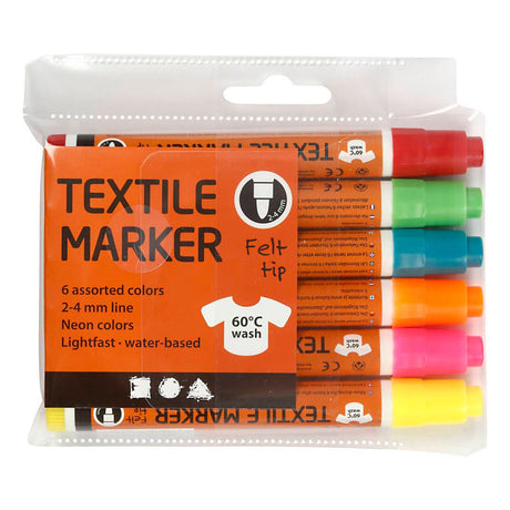 Creativ virksomhed https: www.cchobby.nl tekstilmarkører-linjetykkelse-2-4-mm-neon-farver-6-piece-1-box