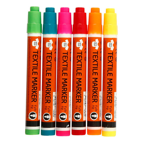 Creativ virksomhed https: www.cchobby.nl tekstilmarkører-linjetykkelse-2-4-mm-neon-farver-6-piece-1-box