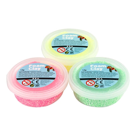 Foam clay ®, lysegrøn, neon pink, neon gul, 3x14 gr 1 æske