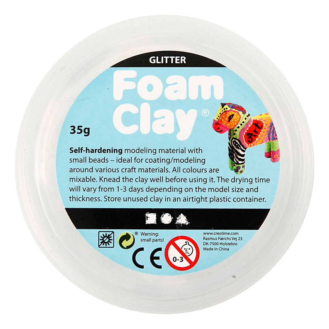 Creativ company foam clay glitter hvid - 35gr.