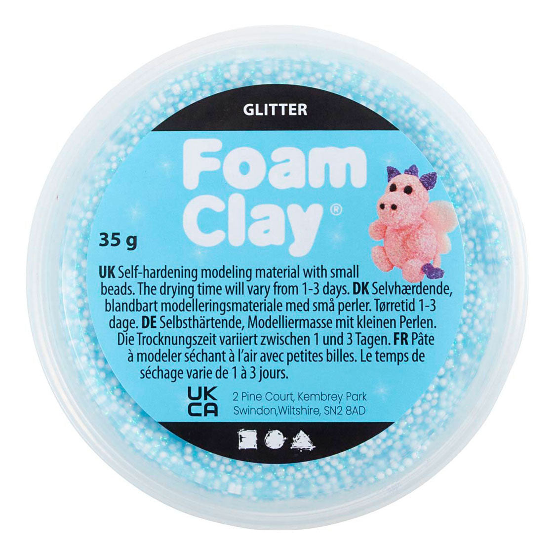 Creativ company foam clay glitter lyseblå - 35gr.