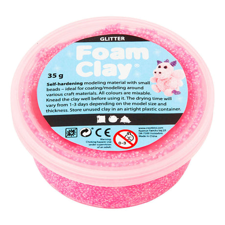 Foam clay ®, glitter, pink, 35 gr 1 æske
