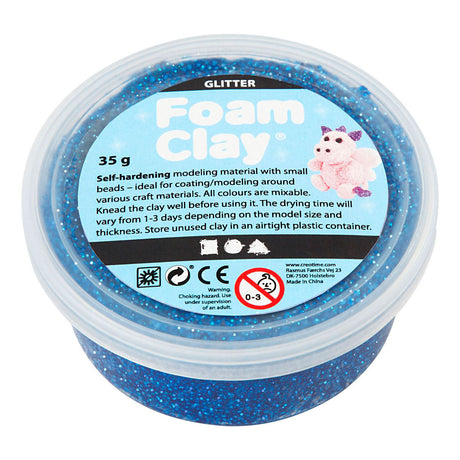 Foam clay ®, glitter, blå, 35 gr 1 æske