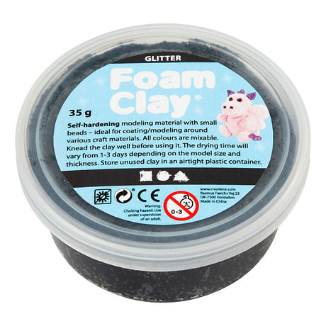 Foam clay ®, sort glitter, 35 gr 1 æske