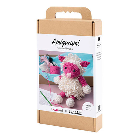 Creativ firma hobby sæt amigurumi, får, pink, off white, 1 æske