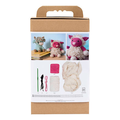 Creativ firma hobby sæt amigurumi, får, pink, off white, 1 æske