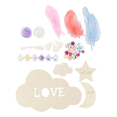 Creativ firma hobby sæt dekoration, sky, måne, stjerne, glitter farver, pastel farver, 1 æske