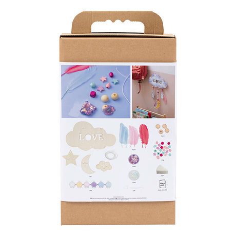 Creativ firma hobby sæt dekoration, sky, måne, stjerne, glitter farver, pastel farver, 1 æske
