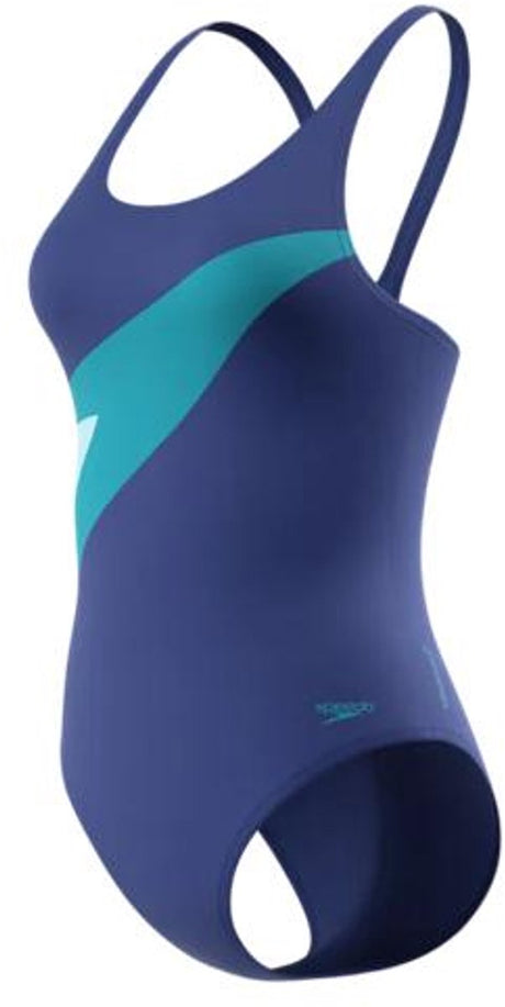 Speedo hyperboom butterfly back 1p dames - chloorbestendig sportbadpak dames - kleurvast badpak dames - zwempak dames met butterfly back - blauw blauw - 44