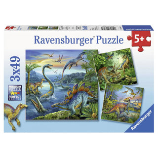 Ravensburger dinosaurer puslespil sæt | 3 x 49 stk
