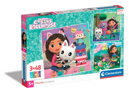 Clementoni Jigsaw Puzzle Super Color Square Gabbys dukkehus, 3x48st.
