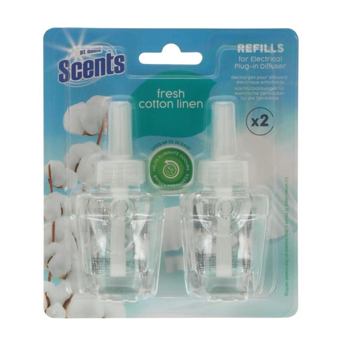 Hjemme elektrisk luftfrisker 2x19ml frisk bomuldslinned refill