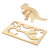 Farve Bouwpacket Houten 3D Dinosaurus, Sæt på 4
