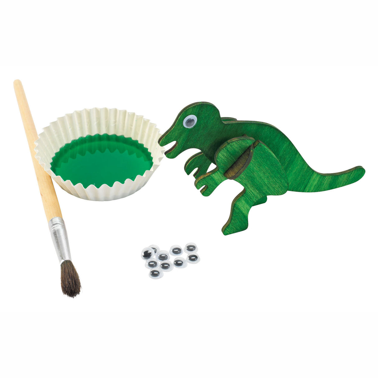 Farve Bouwpacket Houten 3D Dinosaurus, Sæt på 4