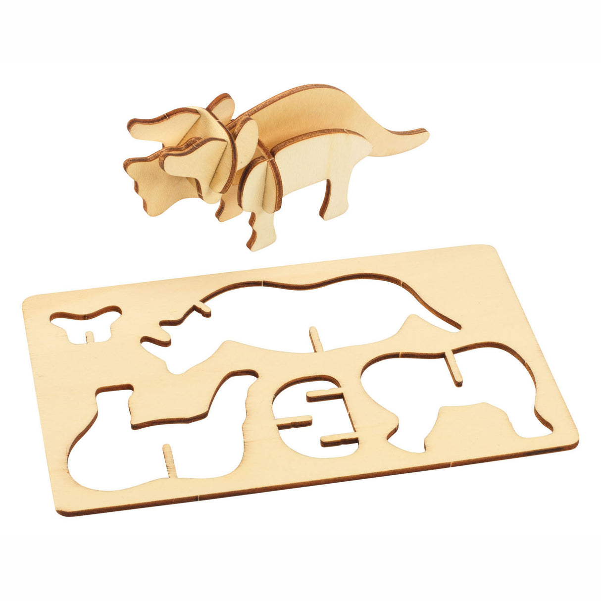 Farve Bouwpacket Houten 3D Jungled Animals, Sæt på 4
