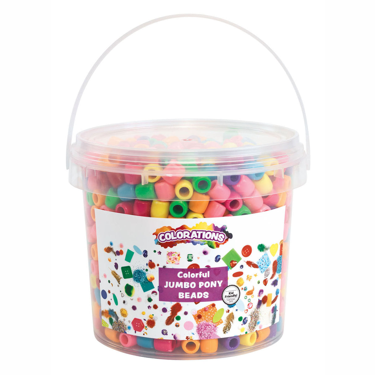 Farver - farvede store snoreperler i spand, 680 gram