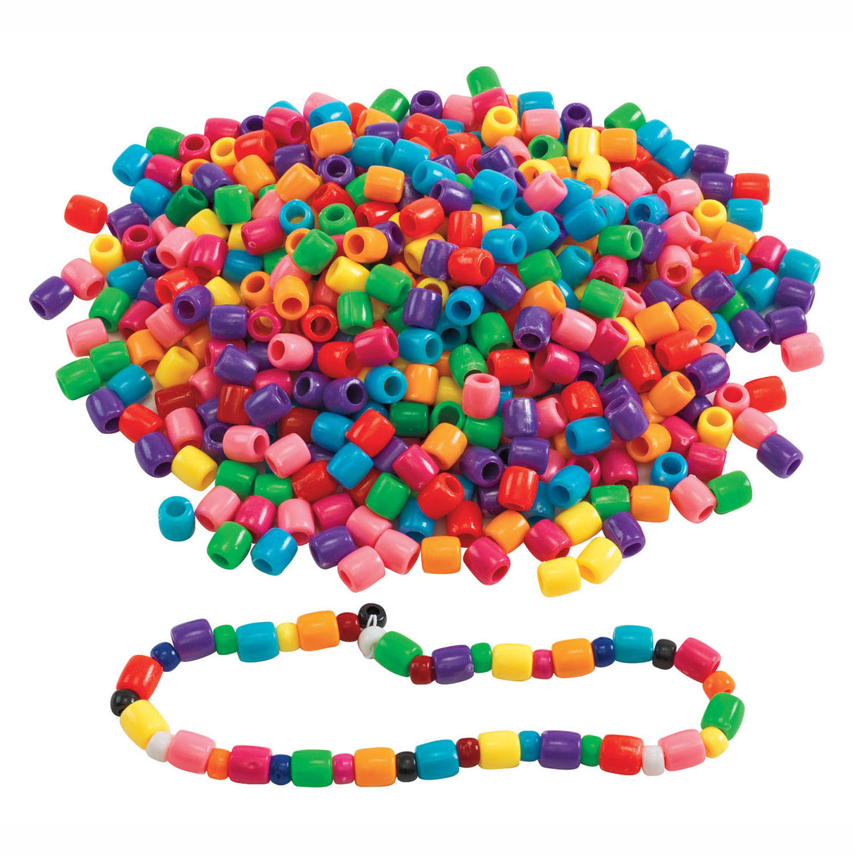 Farver - farvede store snoreperler i spand, 680 gram