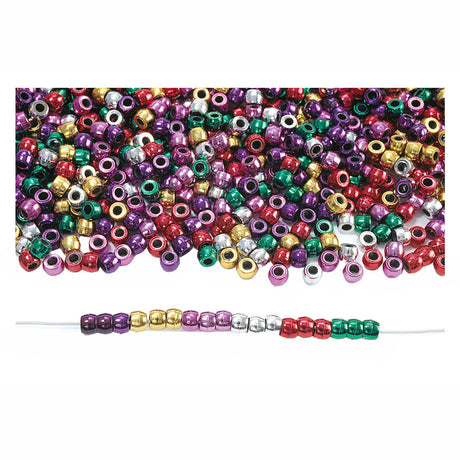 Farvninger - stringing perler metallic farve i pose, 453 gram