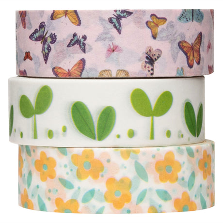 Farvninger - washi tape fjeder 3 ruller, 5 mtr.