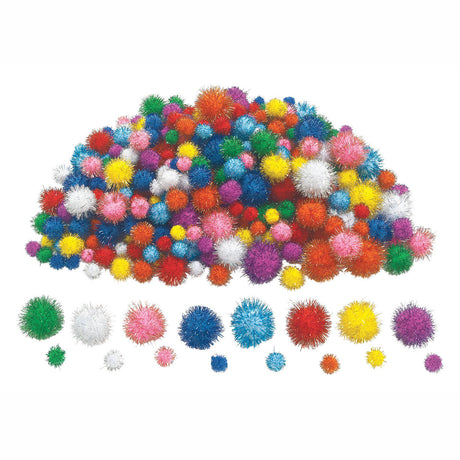 Farver - glitter pomponer, 300 stk.