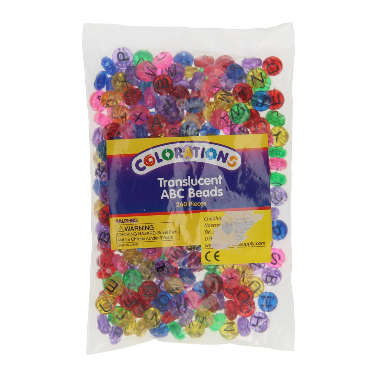 Farver - gennemsigtige alfabetperler, 260 stk.