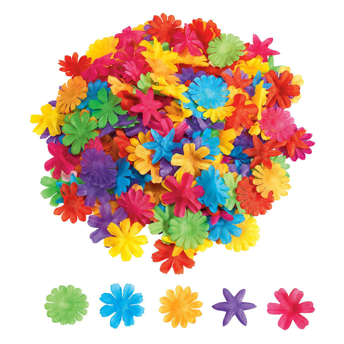 Farve - farverige stofblomster, 300st.