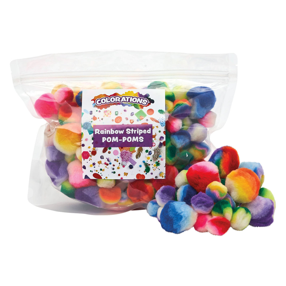 Farvning - Regenboog stribede pom poms, 180st.