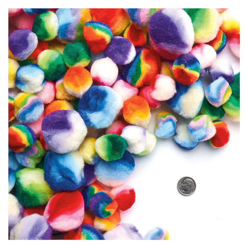Farvning - Regenboog stribede pom poms, 180st.
