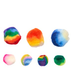 Farvning - Regenboog stribede pom poms, 180st.