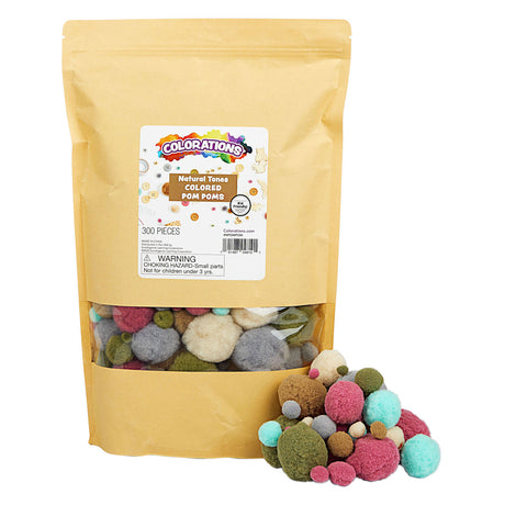 Farve - Pom Poms naturlige nuancer og farve, 300st.