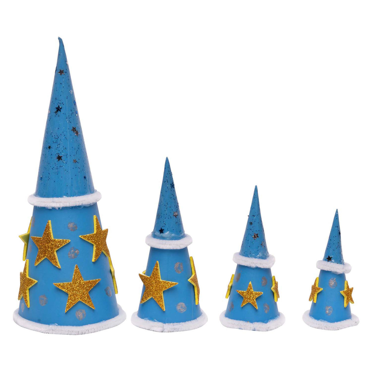Farvninger - kegler af papirmache - 8, 10, 12 cm, 30 stk.