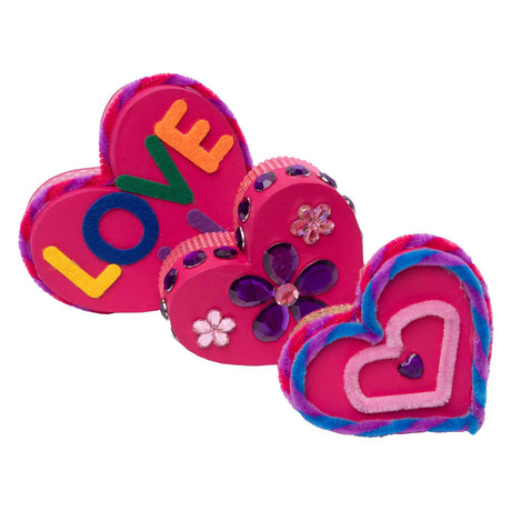 Farvninger - papirmache æsker hjerteform, 3 stk.