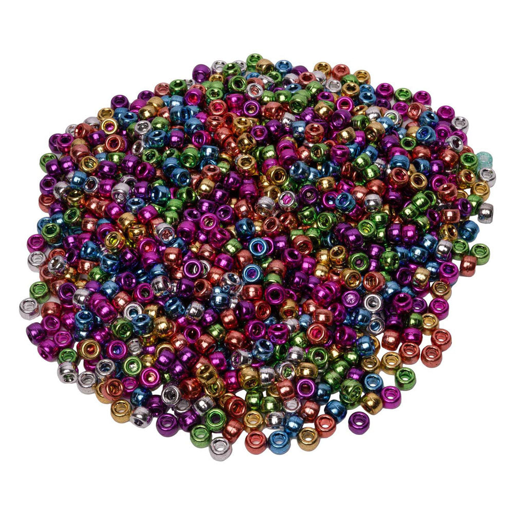 Farver - ponyperler metallic 6x9 mm, 1000 stk.