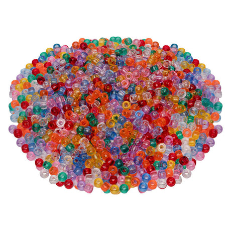 Farver - ponyperler gennemsigtige 6x9 mm, 1000 stk.
