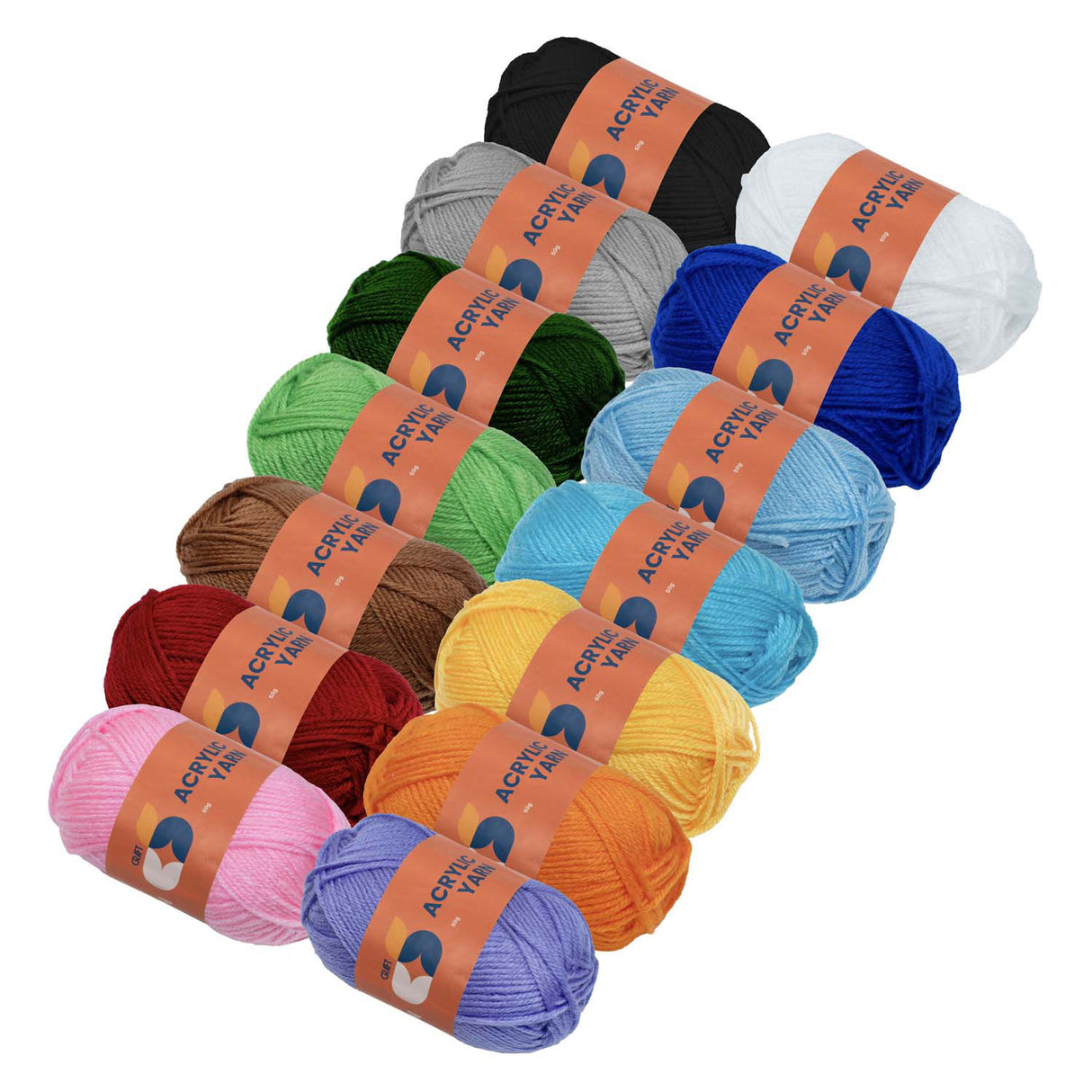 Farver - akrylgarnsæt - 14 farver - 50g pr. nøgle