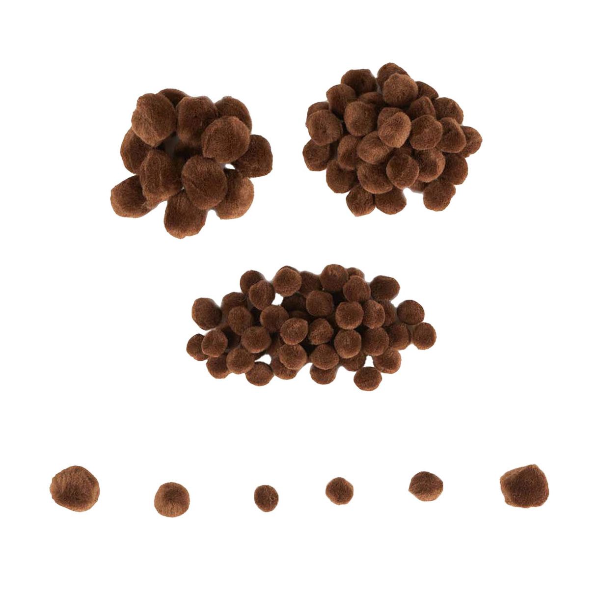 Farver - mini pomponer brune, 100 stk.