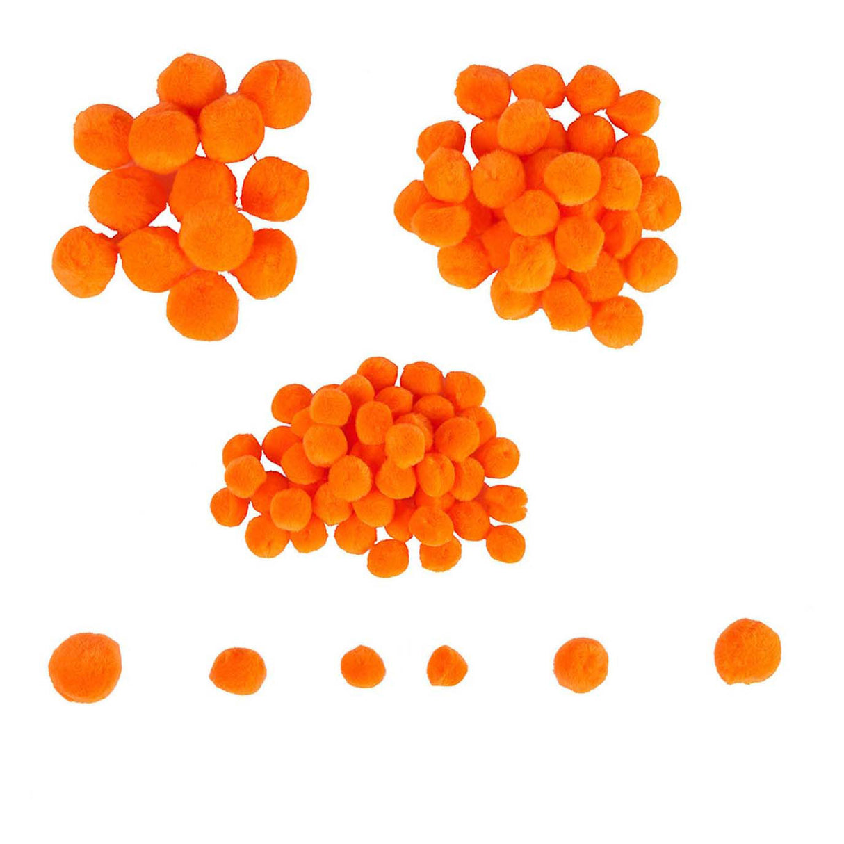 Farver - mini pomponer orange, 100 stk.