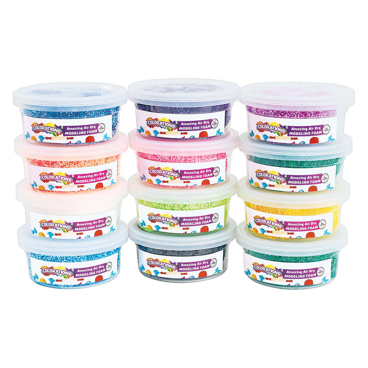 Farvninger - farvet foam clay, 12 stk.