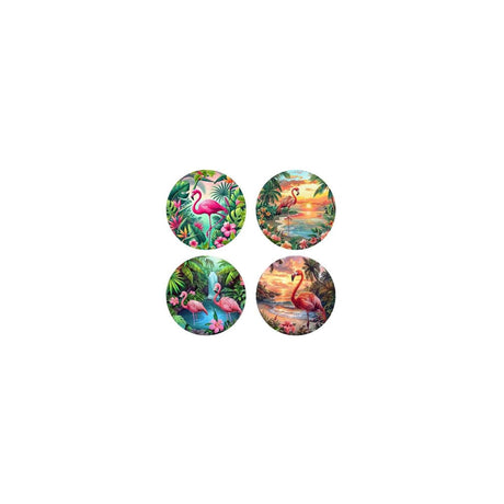 Onderzetters flamingo ã˜10,3cm set a 4 stuks in doosje