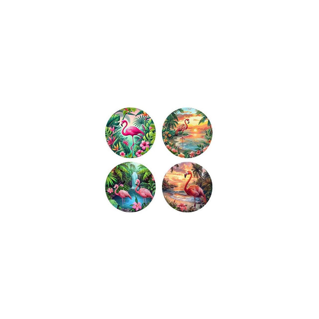Coasters flamingo ø10,3cm sæt med 4 stk i en æske