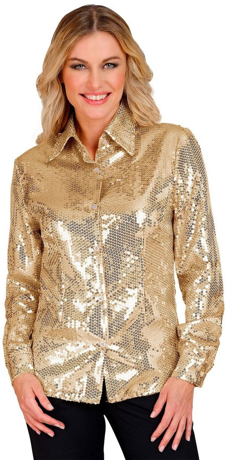 Finidi guld bluse pailletter damer