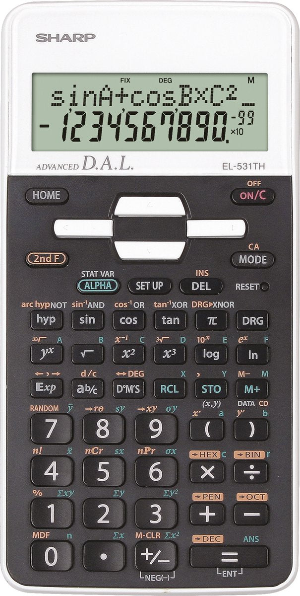 Sharp lommeregner - el531thwh - sort og hvid - 12 cifre - 1x lr44 batteri - sh-el531thwh