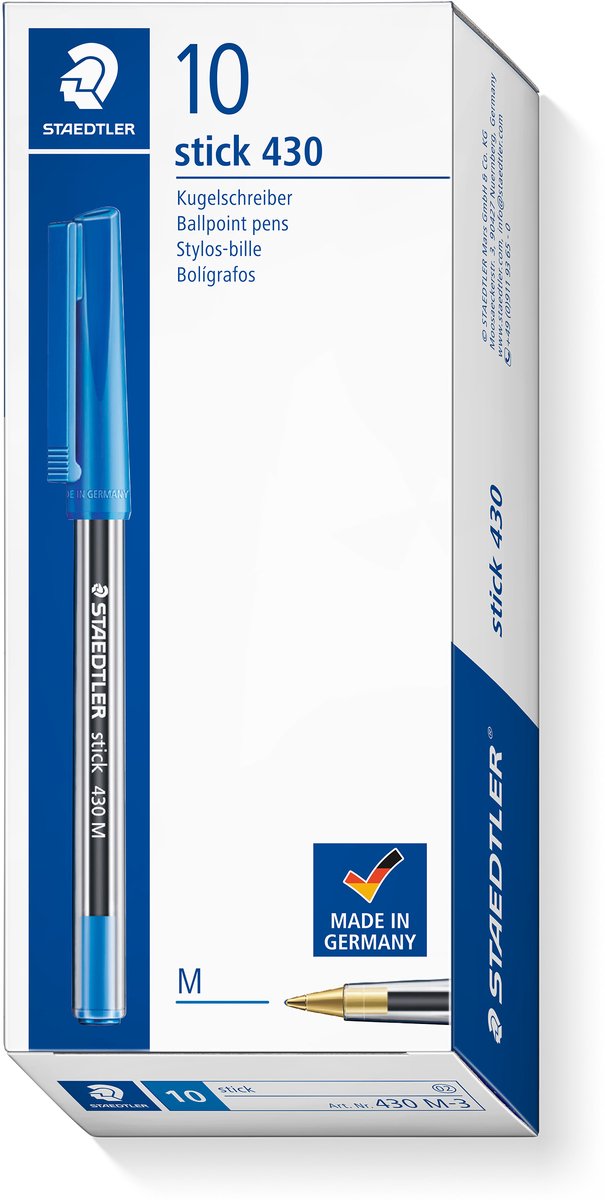 Staedtler kuglepen 430 mellemblå æske 10 stk