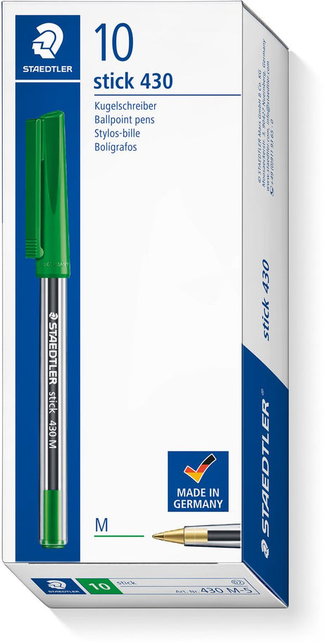 Staedtler - stick 430 - kuglepen - medium - grøn - æske med 10 stk