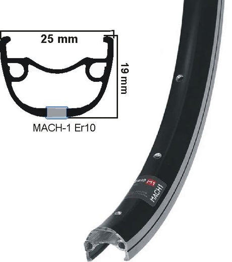 MACH1 RIM 28 tommer 36 huller sort skåret side