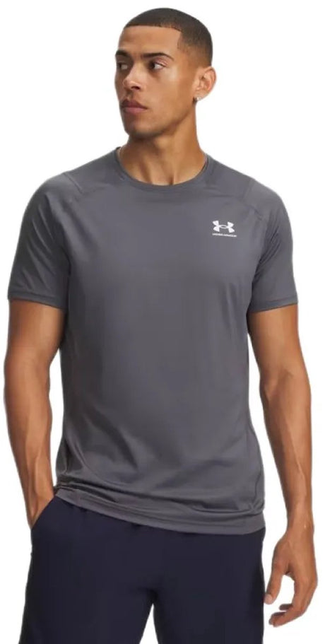 Under armour ua hg armour fitted ss-gry heren sportshirt - castlerock - wit s